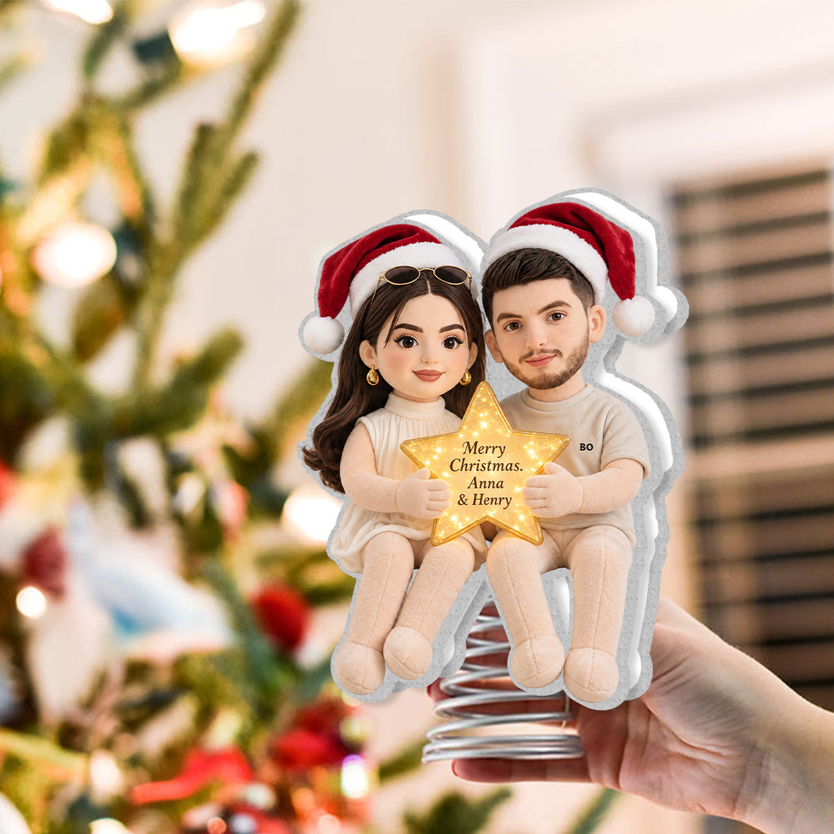 Christmas Together - Personalized Couple LED Light Tree Topper