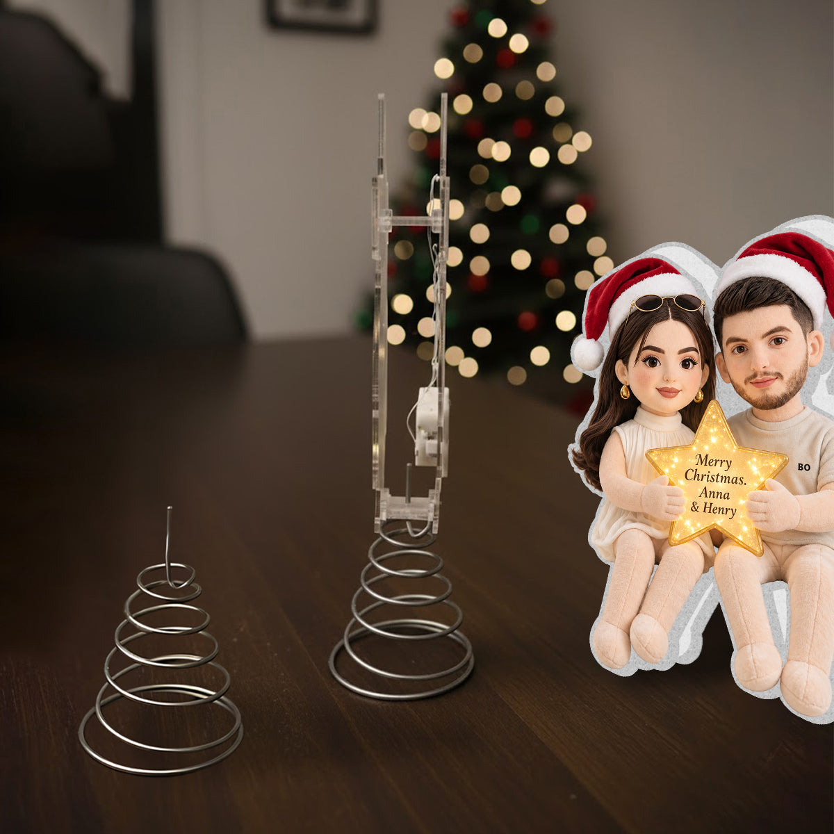 Christmas Together - Personalized Couple LED Light Tree Topper