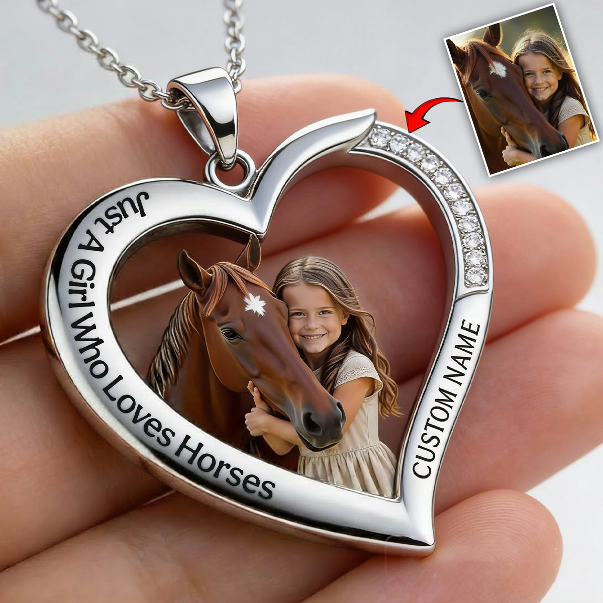 Custom From Any Photo - Personalized Horse Shaped Metal Pendant Necklace