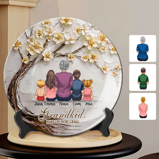 Grandkids Make Life More Grand - Personalized Grandma Ceramic Round Plate