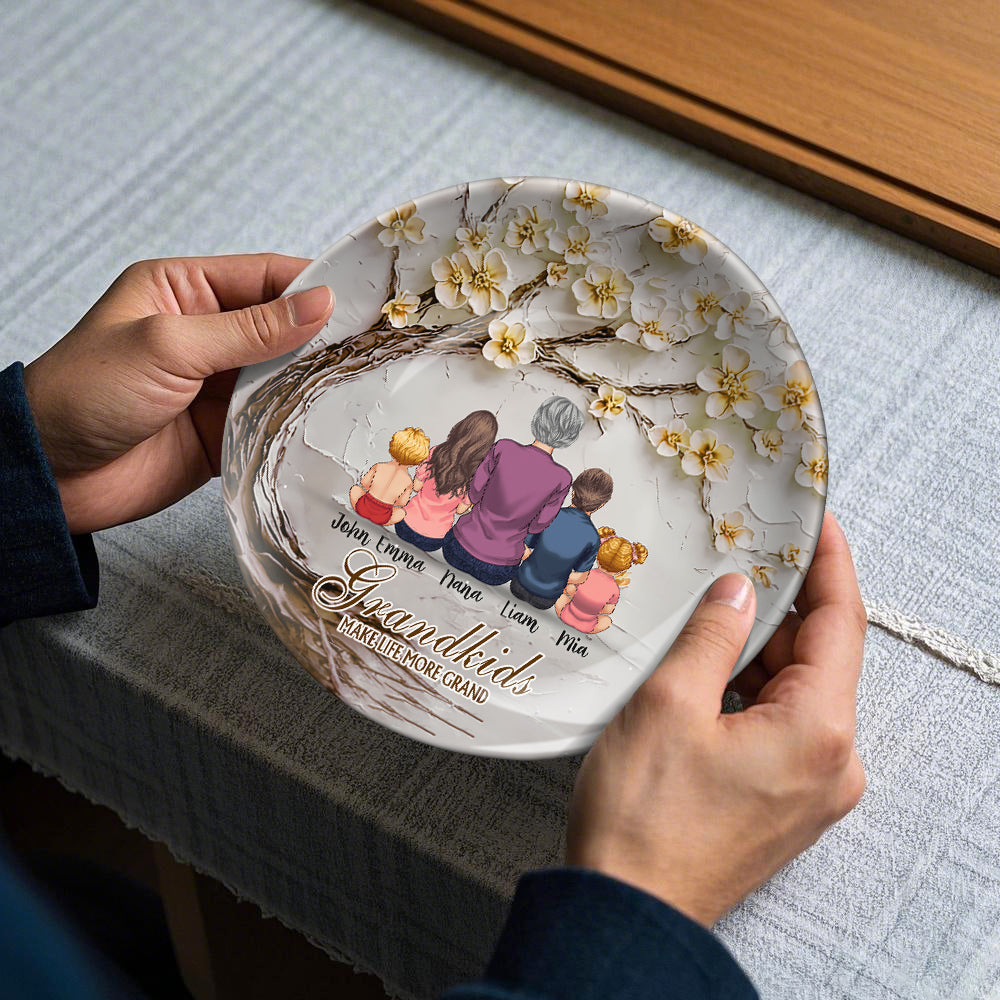 Grandkids Make Life More Grand - Personalized Grandma Ceramic Round Plate