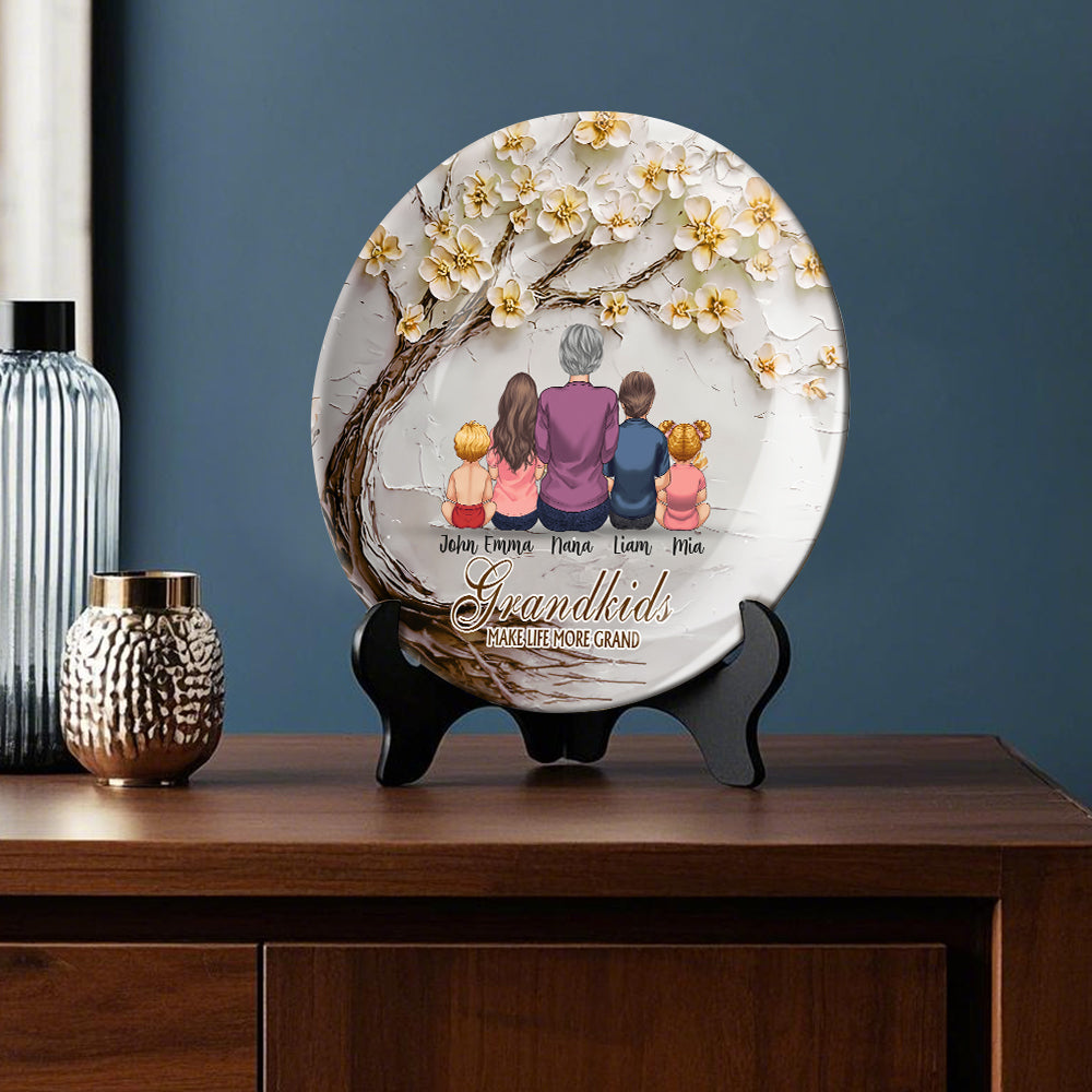 Grandkids Make Life More Grand - Personalized Grandma Ceramic Round Plate