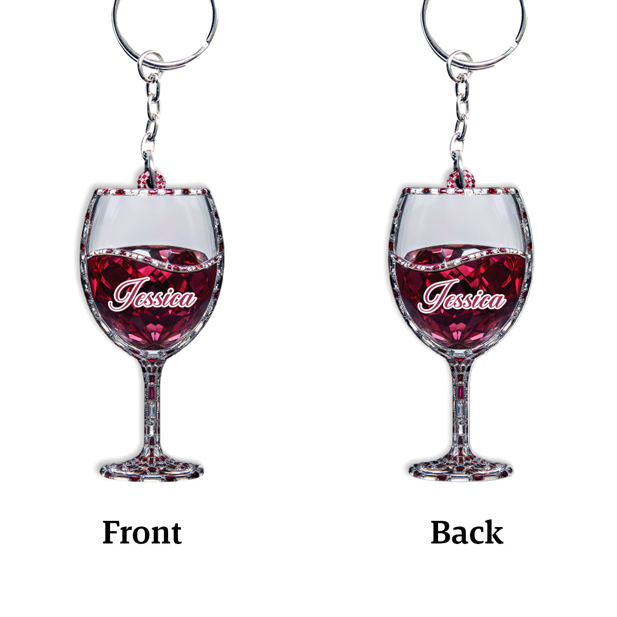 Porte-clés personnalisé « Juste une fille qui aime le vin »