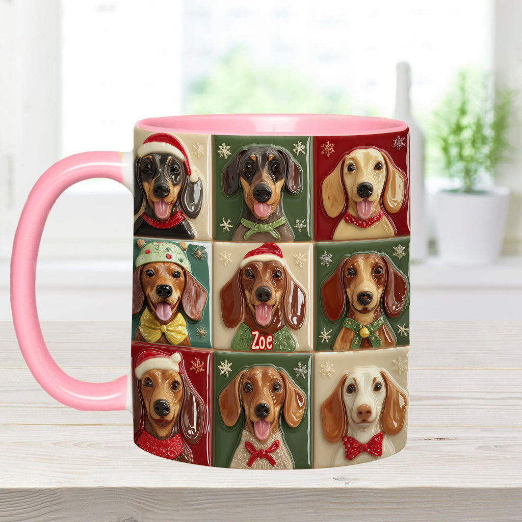 Joyeux Noël des teckels ! Mug personnalisé à motif teckel