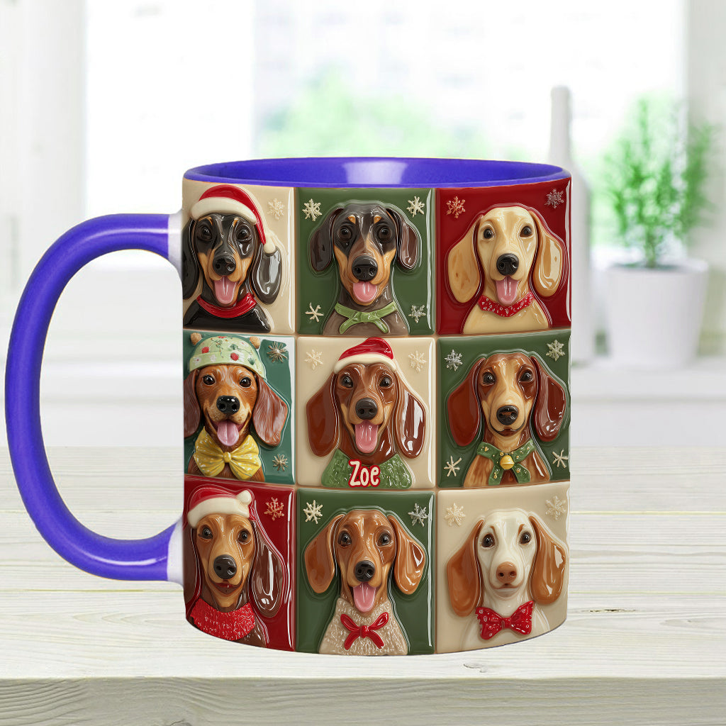 Joyeux Noël des teckels ! Mug personnalisé à motif teckel