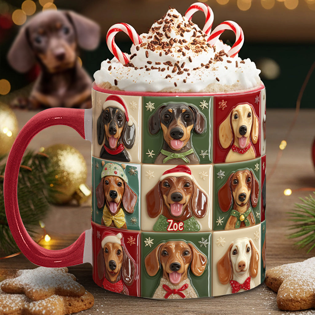 Joyeux Noël des teckels ! Mug personnalisé à motif teckel