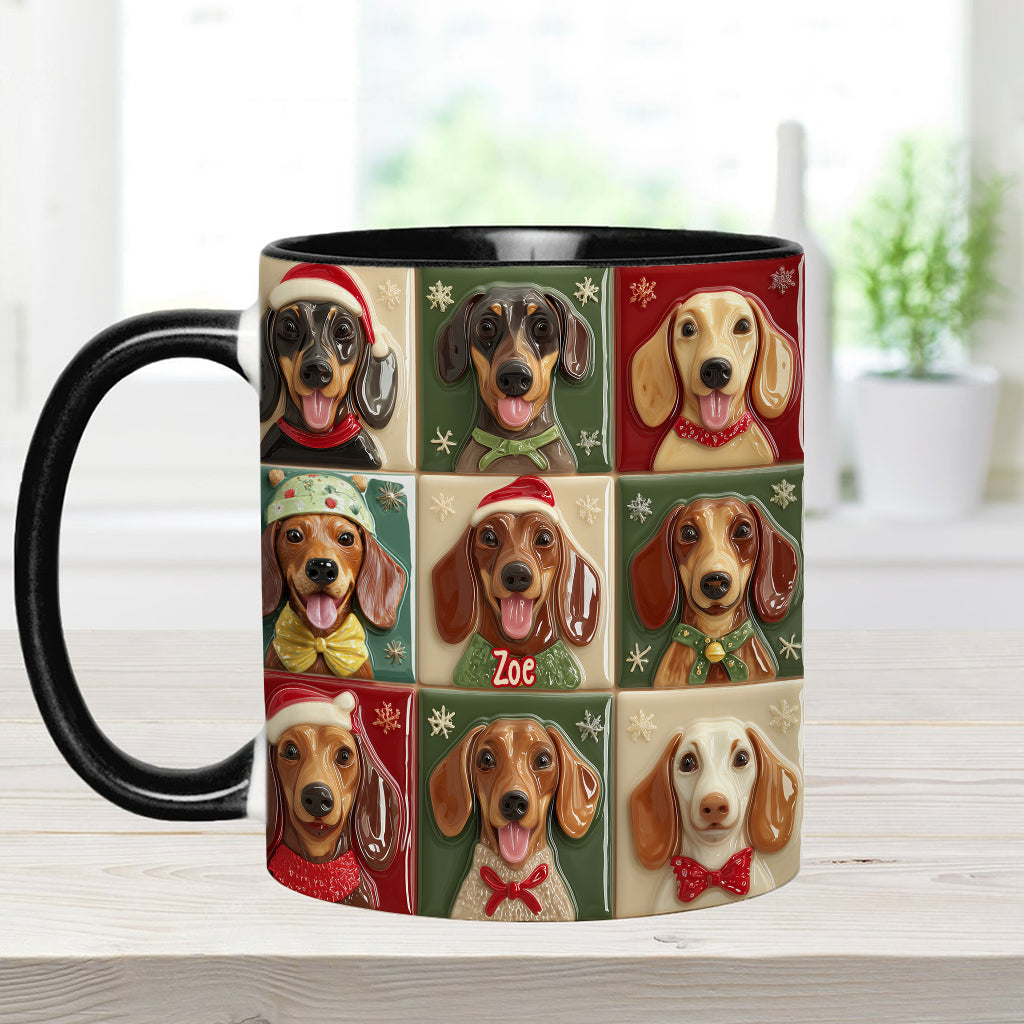 Joyeux Noël des teckels ! Mug personnalisé à motif teckel