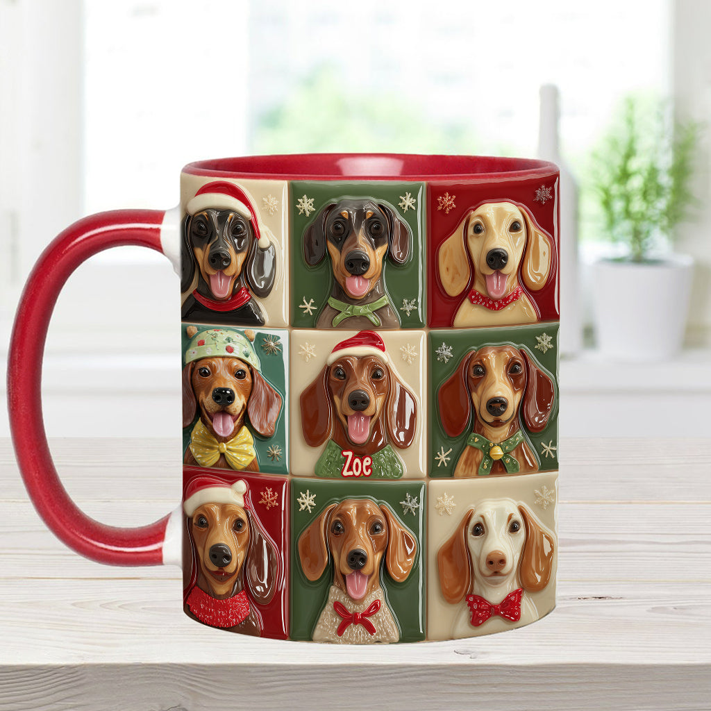 Joyeux Noël des teckels ! Mug personnalisé à motif teckel
