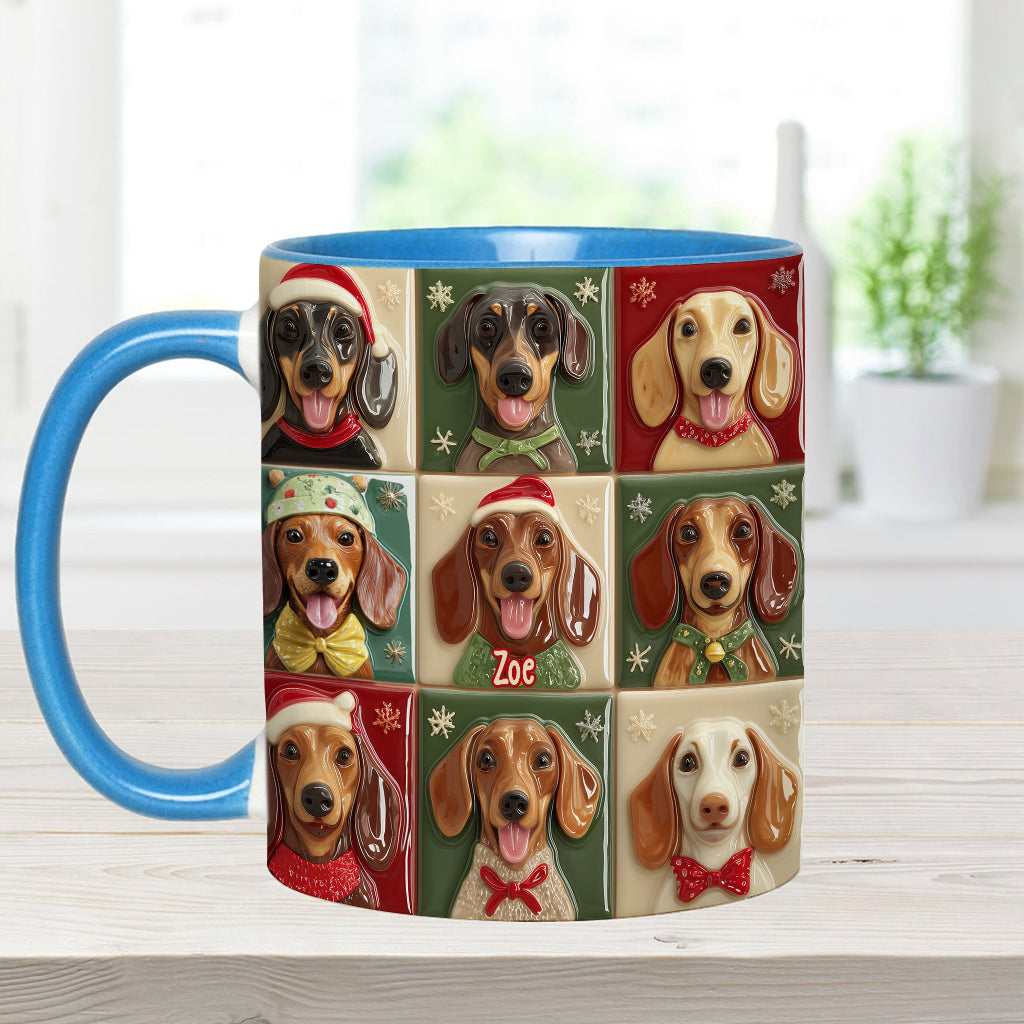 Joyeux Noël des teckels ! Mug personnalisé à motif teckel