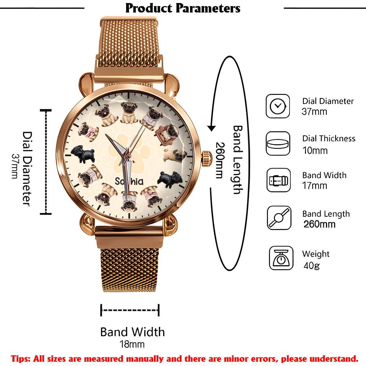 La vie est plus belle avec mes chiens - Montre-bracelet personnalisée pour femme avec motif chien 