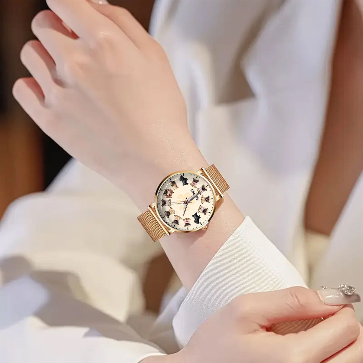La vie est plus belle avec mes chiens - Montre-bracelet personnalisée pour femme avec motif chien 