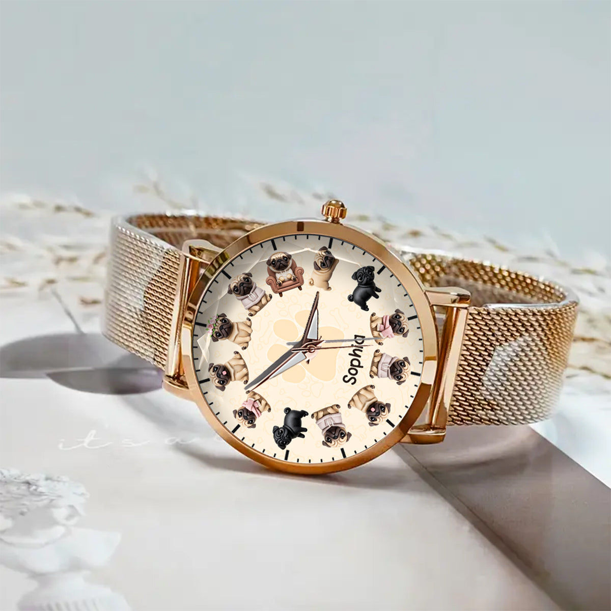 La vie est plus belle avec mes chiens - Montre-bracelet personnalisée pour femme avec motif chien 