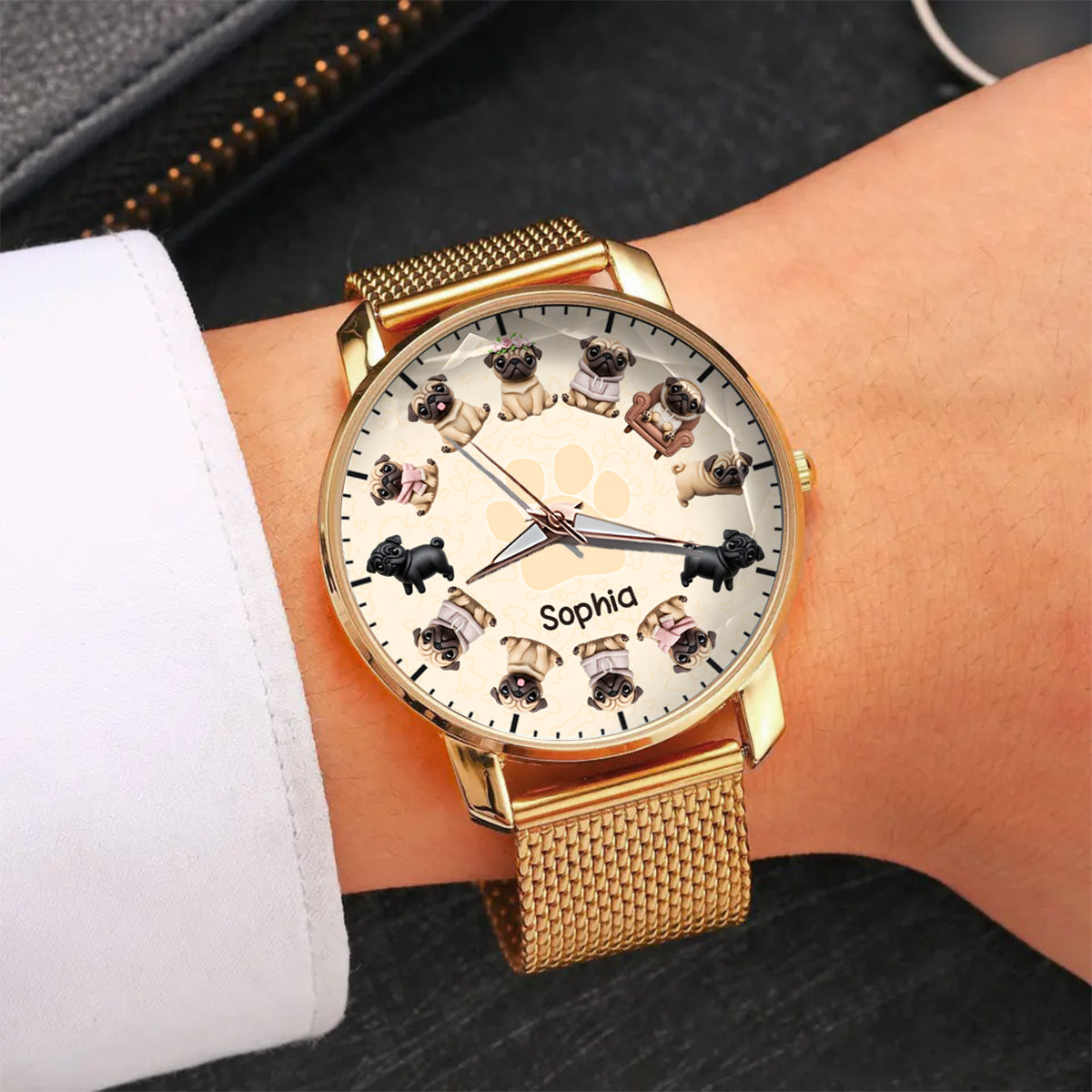 La vie est plus belle avec mes chiens - Montre-bracelet personnalisée pour femme avec motif chien 
