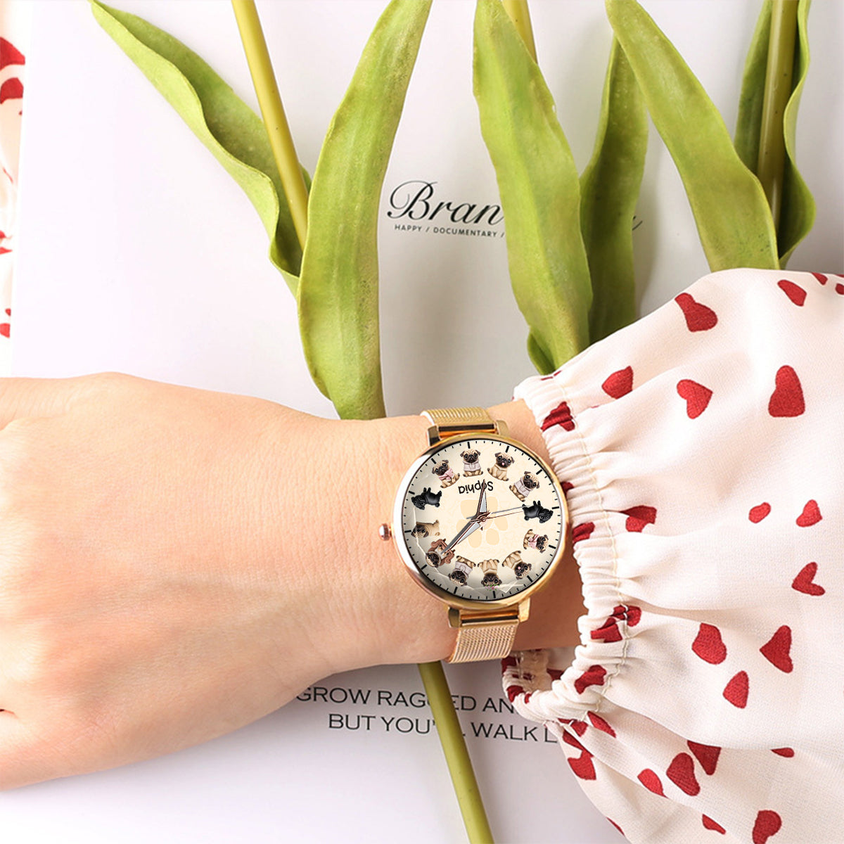 La vie est plus belle avec mes chiens - Montre-bracelet personnalisée pour femme avec motif chien 