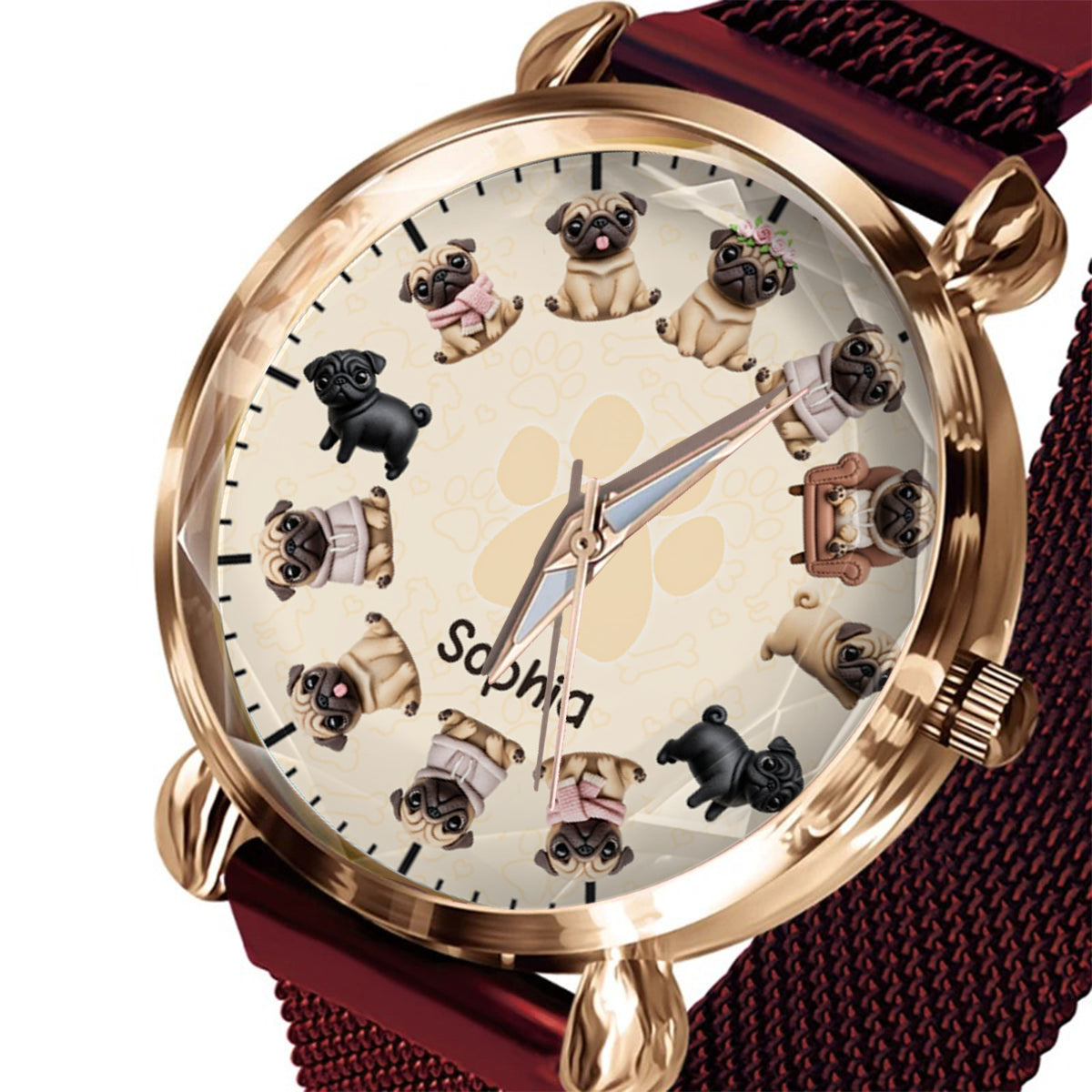 La vie est plus belle avec mes chiens - Montre-bracelet personnalisée pour femme avec motif chien 