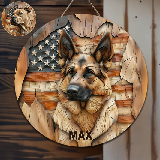 The Strong One - Personalized Dog Round Wood Sign