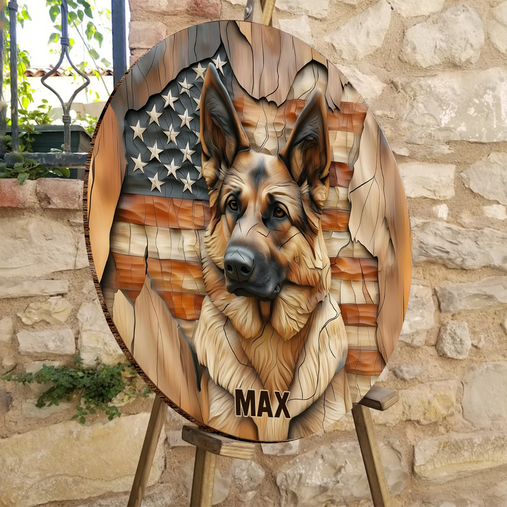 Le plus fort - Panneau rond en bois personnalisé pour chien