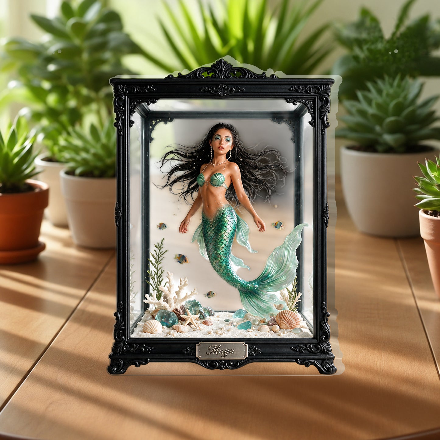 Personalized Mermaid Display Table Decor - Personalized Mermaid 2-Side Printed Acrylic Plaque