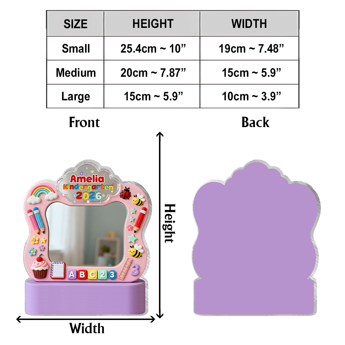 Miroir de bureau personnalisé pour enfant – Rentrée scolaire
