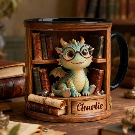 Dans un monde de rats de bibliothèque, soyez un dragon des livres ! – Mug personnalisé à motif livre