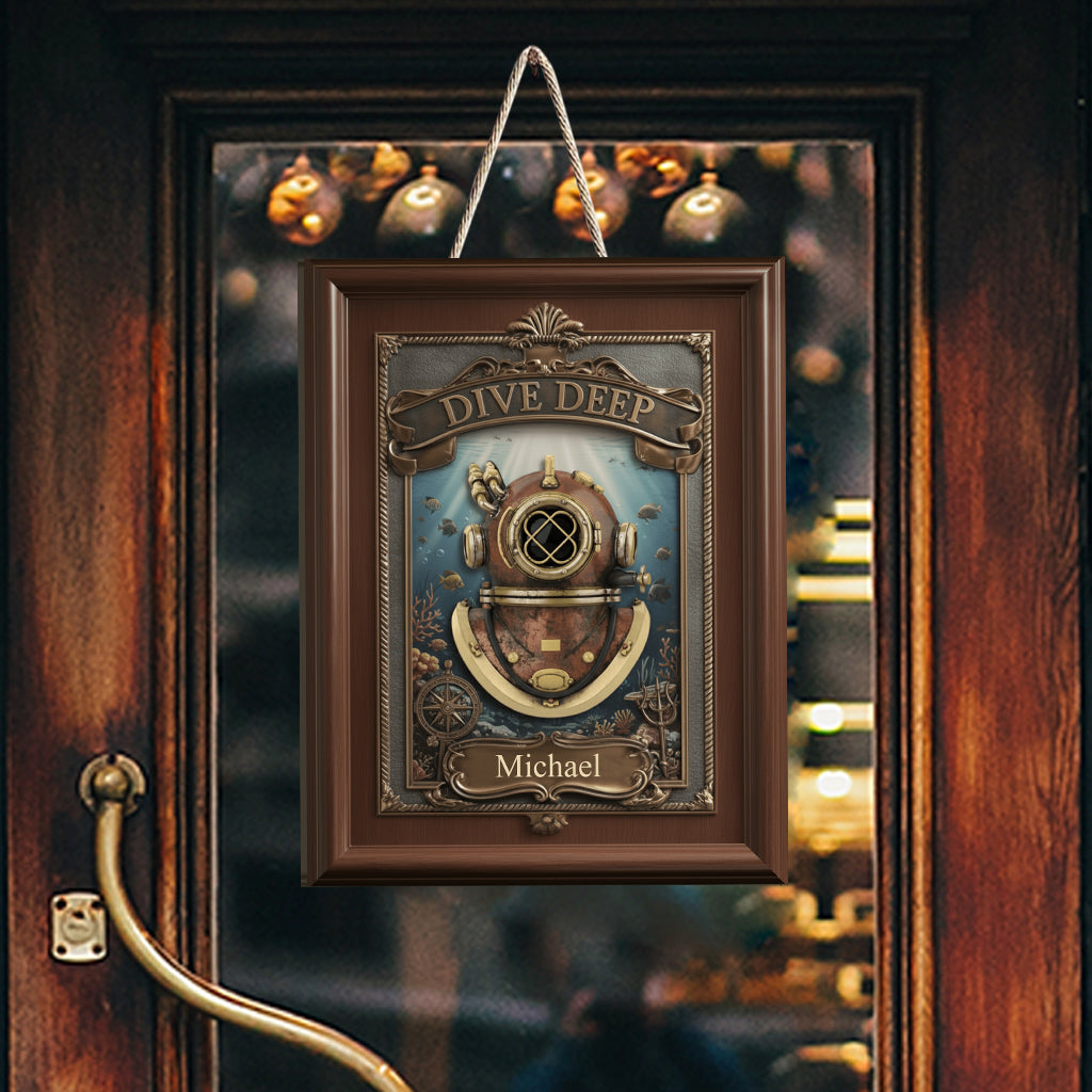 Love Diving, Dive Deep - Personalized Scuba Diving Custom Shaped Wood Sign