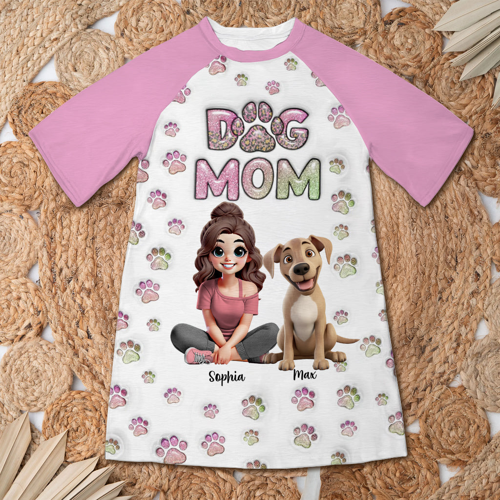 Maman de chien - Robe-t-shirt personnalisée pour dormir avec son chien