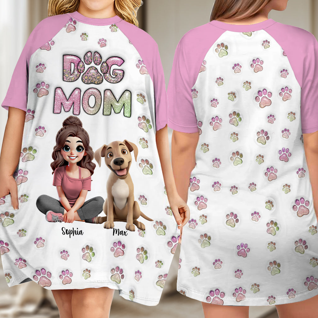 Maman de chien - Robe-t-shirt personnalisée pour dormir avec son chien