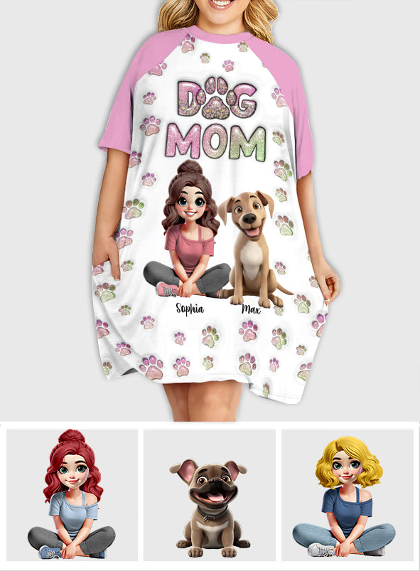 Maman de chien - Robe-t-shirt personnalisée pour dormir avec son chien