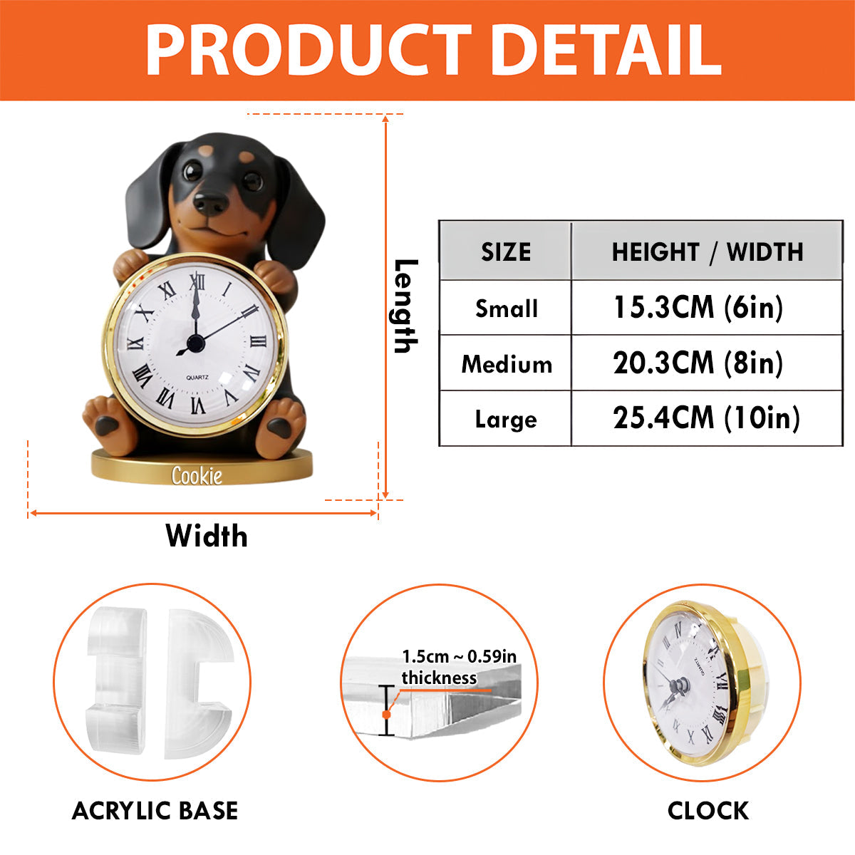 L'heure de la promenade - Plaque horloge personnalisée pour chien en acrylique