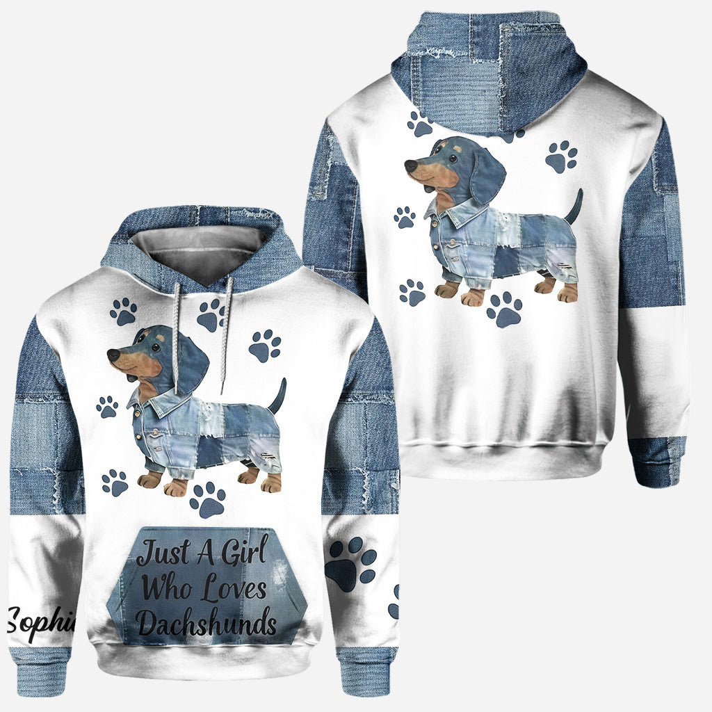 Juste une fille qui adore les teckels - Sweat à capuche et leggings personnalisés avec un teckel