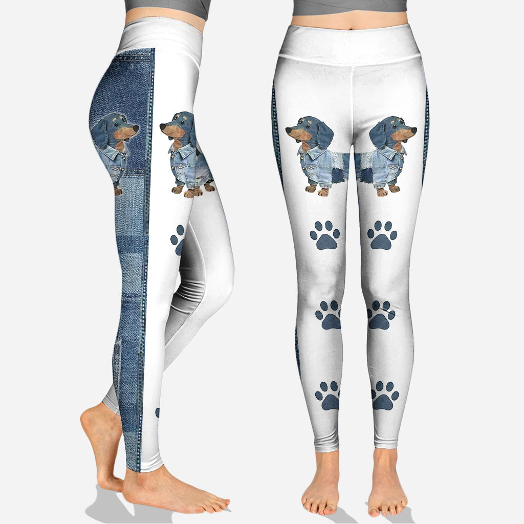 Juste une fille qui adore les teckels - Sweat à capuche et leggings personnalisés avec un teckel