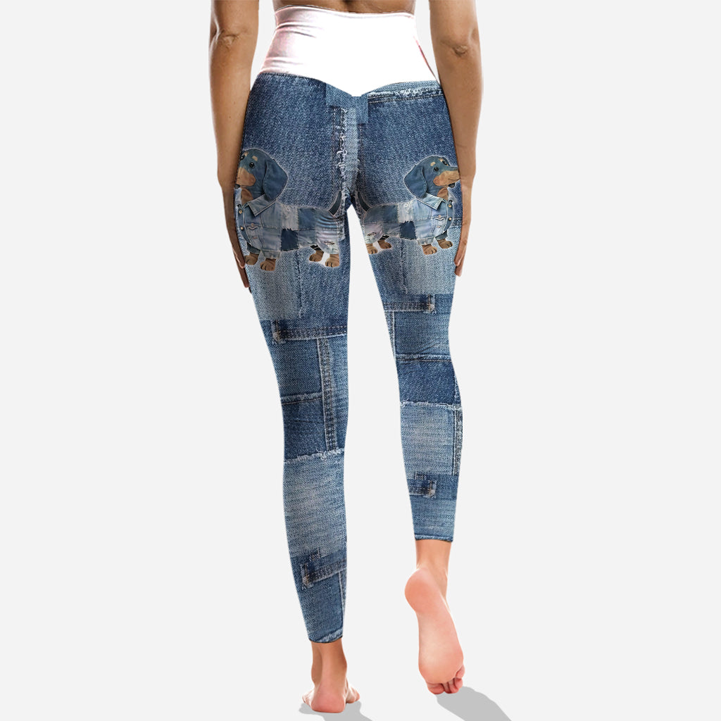 Juste une fille qui adore les teckels - Sweat à capuche et leggings personnalisés avec un teckel