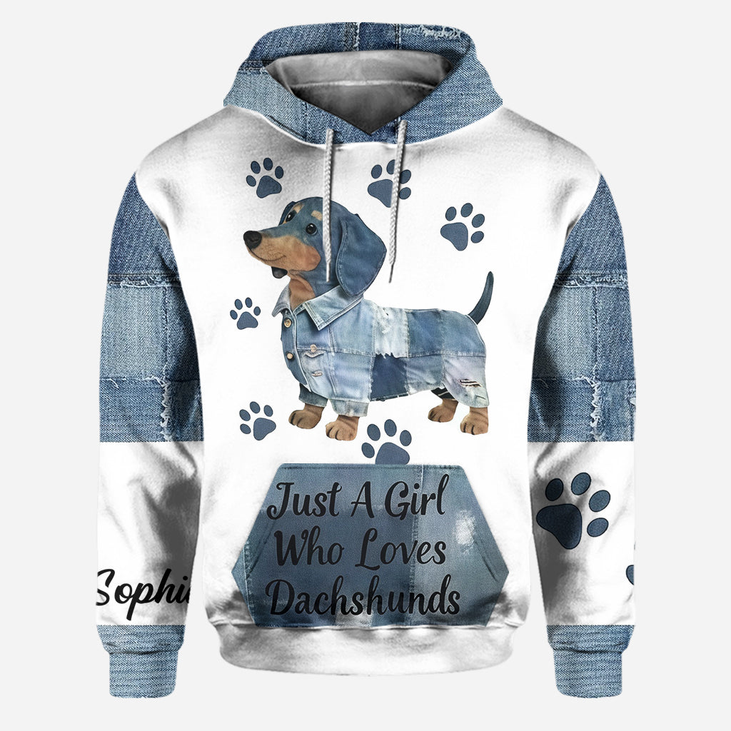 Juste une fille qui adore les teckels - Sweat à capuche et leggings personnalisés avec un teckel