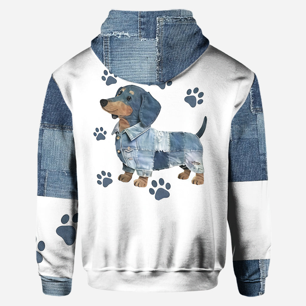 Juste une fille qui adore les teckels - Sweat à capuche et leggings personnalisés avec un teckel