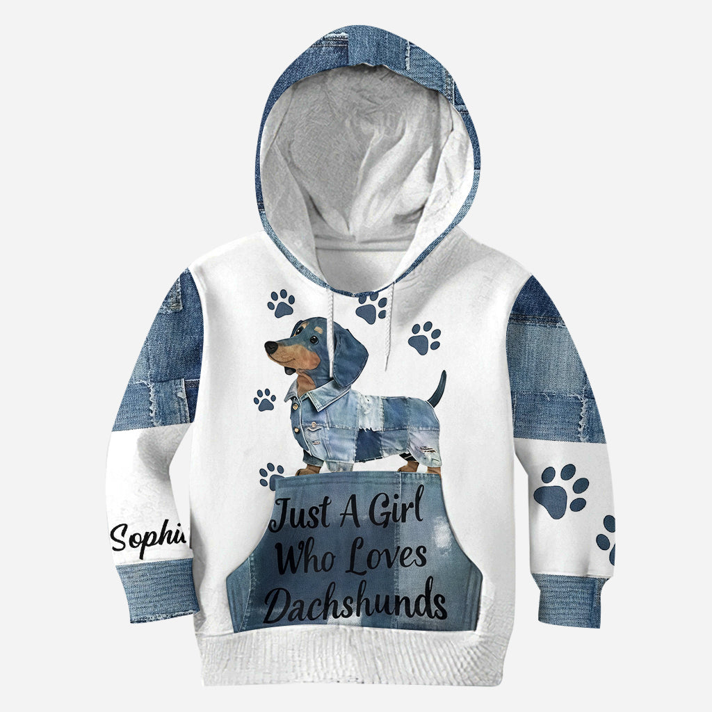 Juste une fille qui adore les teckels - Sweat à capuche et leggings personnalisés avec un teckel