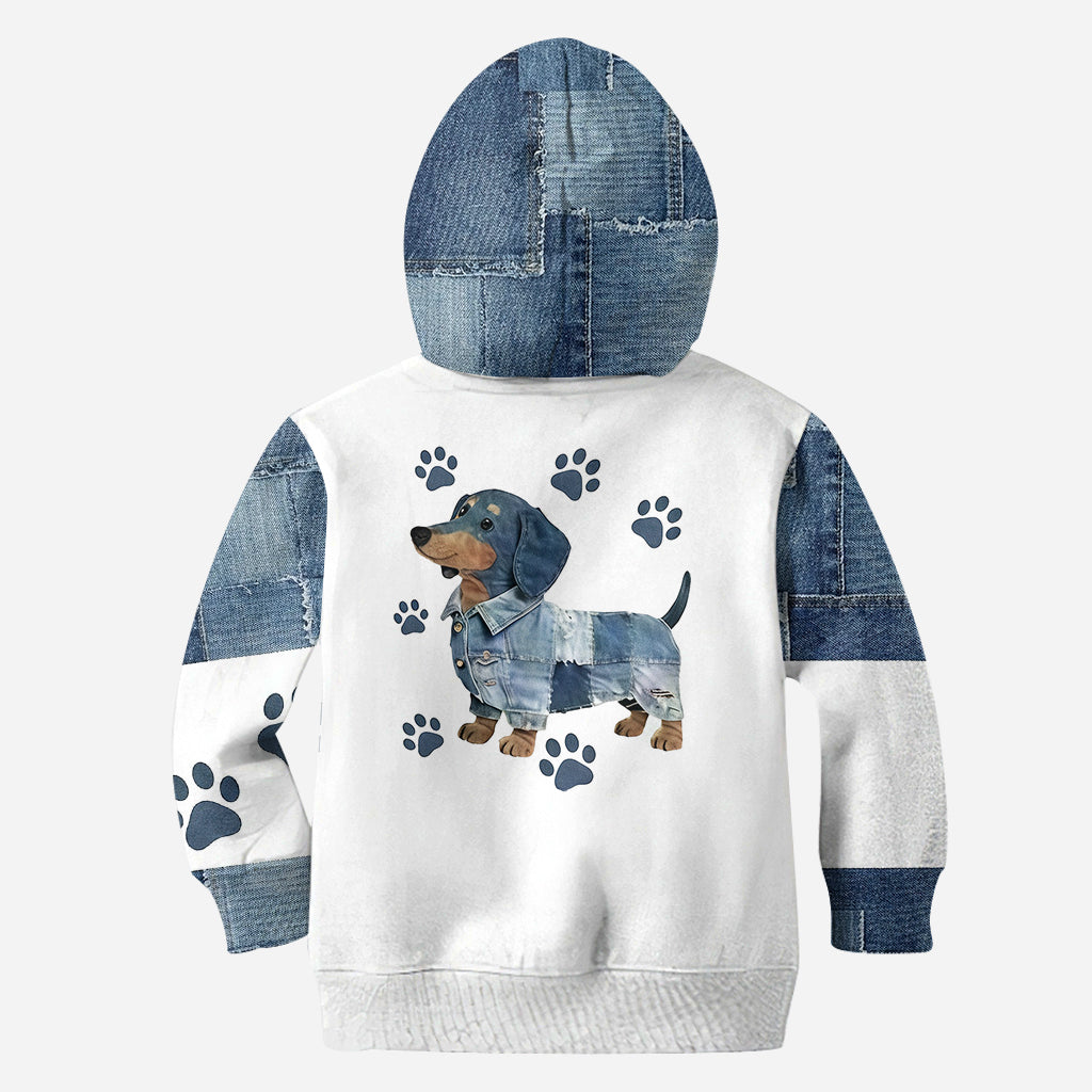 Juste une fille qui adore les teckels - Sweat à capuche et leggings personnalisés avec un teckel