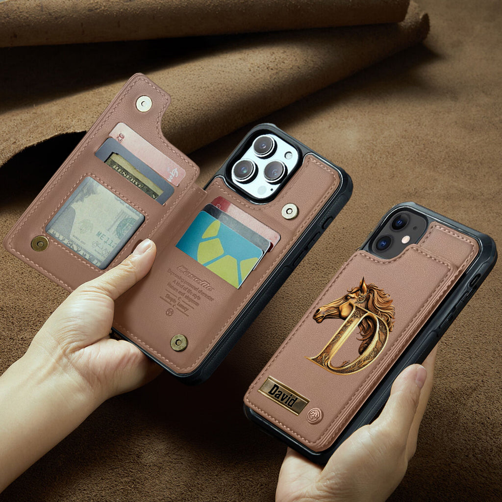 Étui portefeuille personnalisé pour téléphone Love Horse