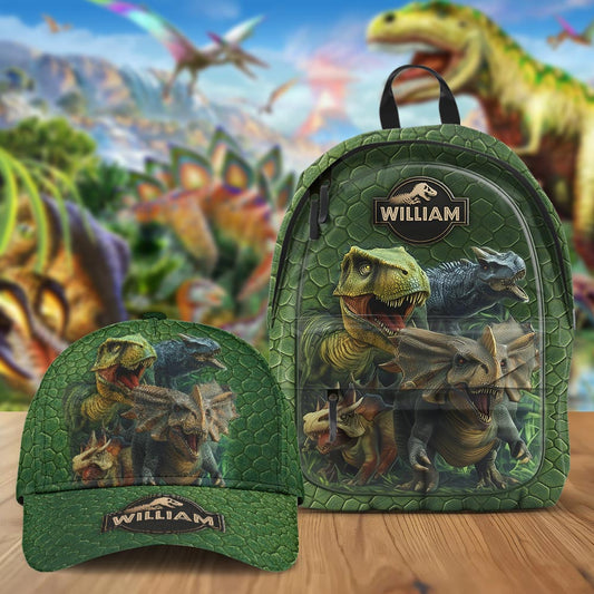 Monde des Dinosaures - Casquette et sac à dos classiques personnalisés pour enfant