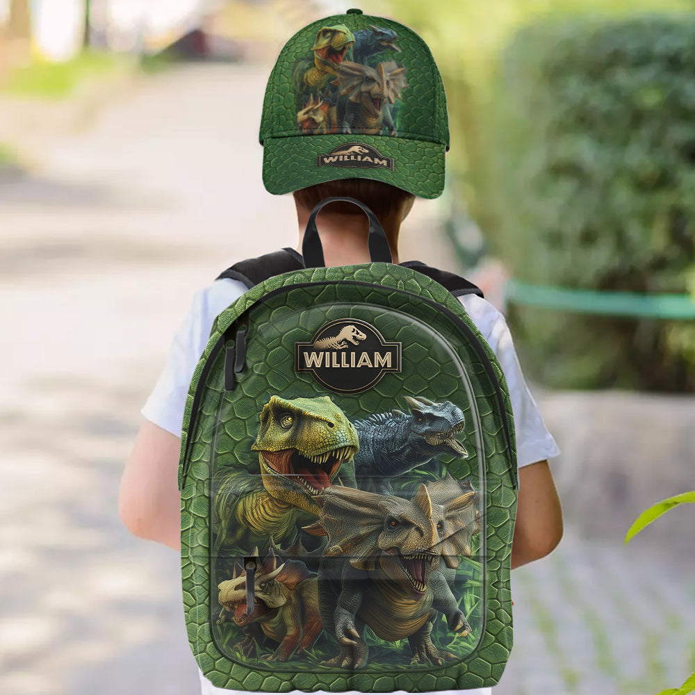 Monde des Dinosaures - Casquette et sac à dos classiques personnalisés pour enfant