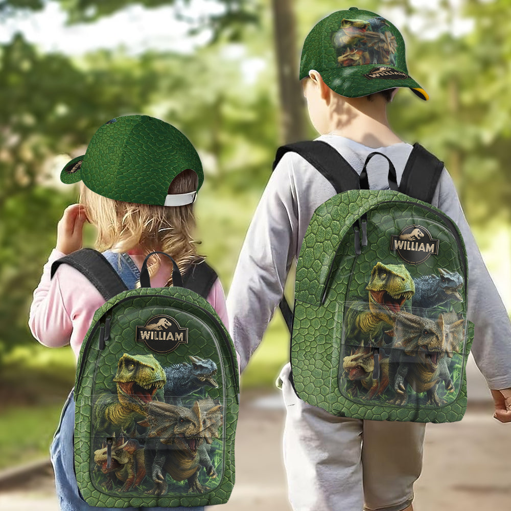 Monde des Dinosaures - Casquette et sac à dos classiques personnalisés pour enfant