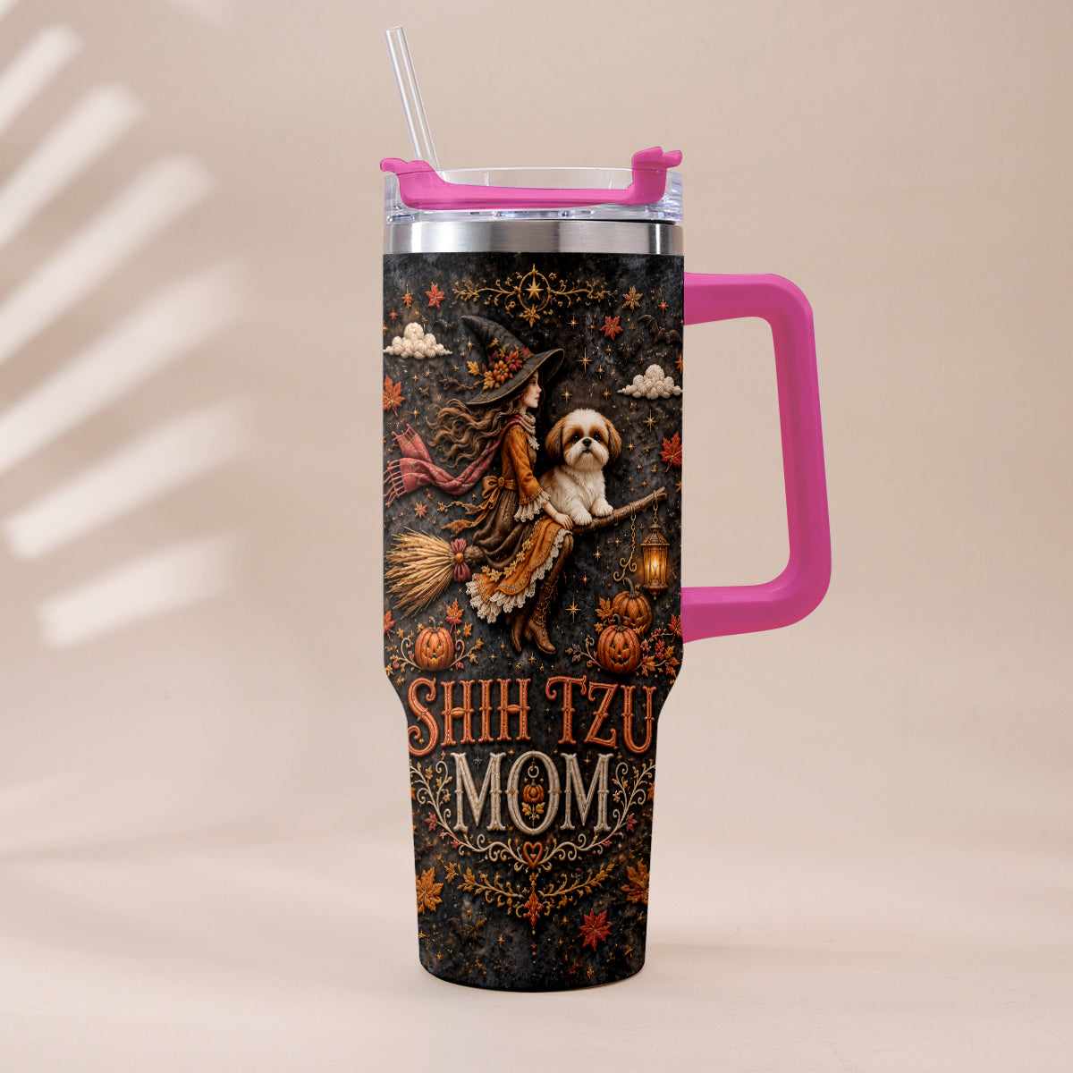 Halloween Dog Mom - Personalized Dog Tumbler With Plush Charm