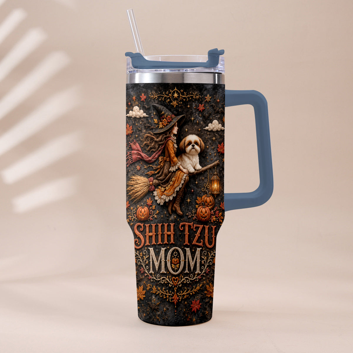 Halloween Dog Mom - Personalized Dog Tumbler With Plush Charm