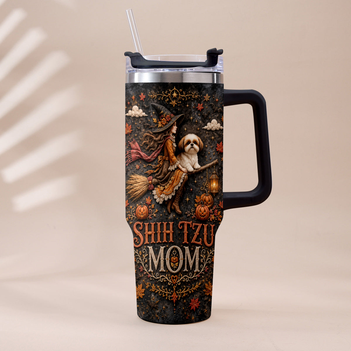 Halloween Dog Mom - Personalized Dog Tumbler With Plush Charm