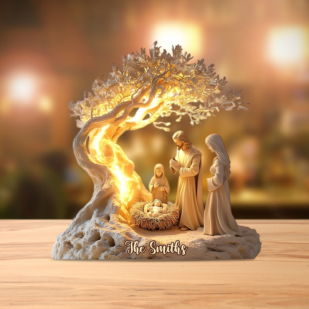 La Sainte Nativité - Plaque acrylique chrétienne personnalisée en forme de pièce