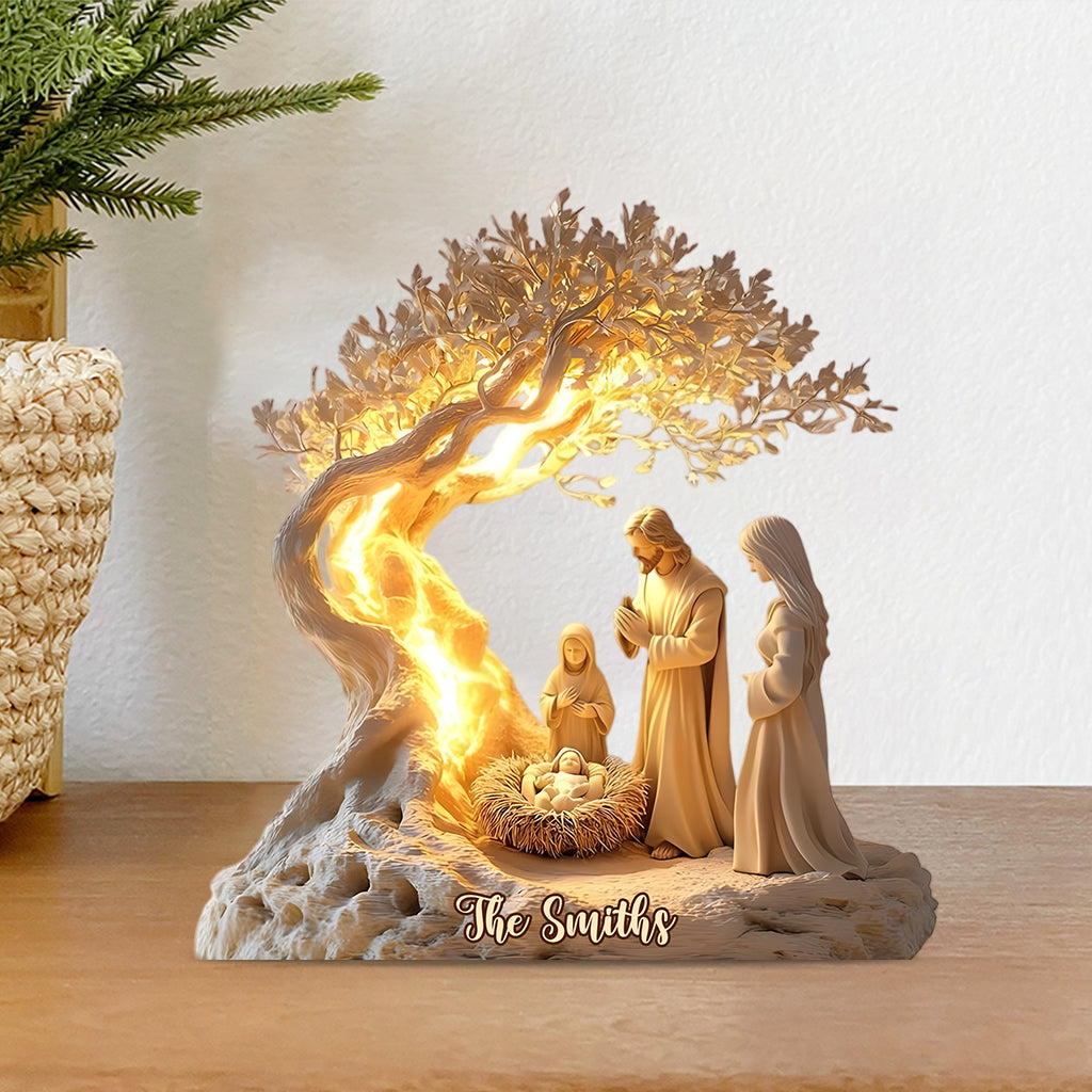 La Sainte Nativité - Plaque acrylique chrétienne personnalisée en forme de pièce