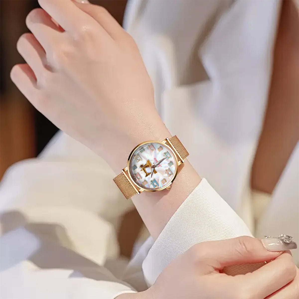 La couture me rend heureuse - Montre-bracelet personnalisée pour couturière 