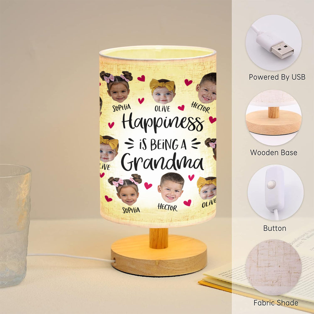 Love Being Called Grandma - Personalized Grandma Tableside Lamp With Wood Base