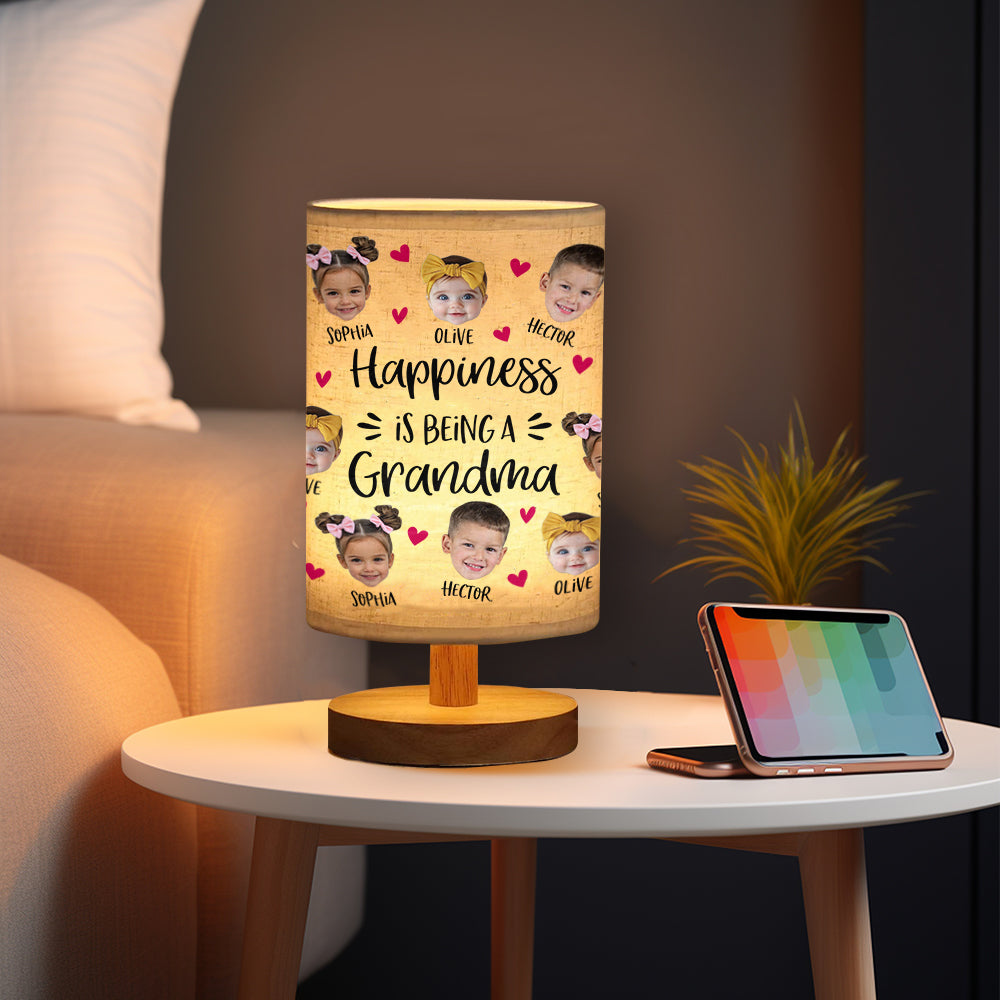 Love Being Called Grandma - Personalized Grandma Tableside Lamp With Wood Base