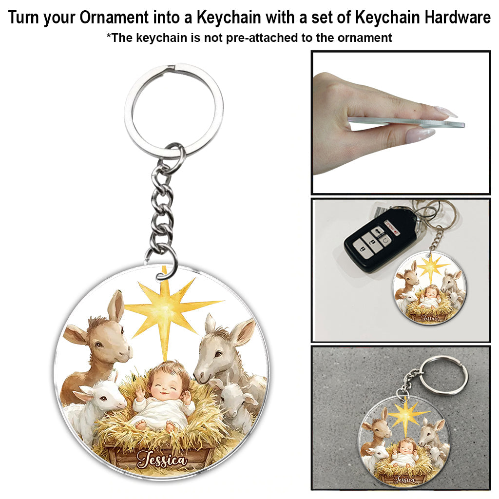 Crèche festive - Ornement chrétien personnalisé