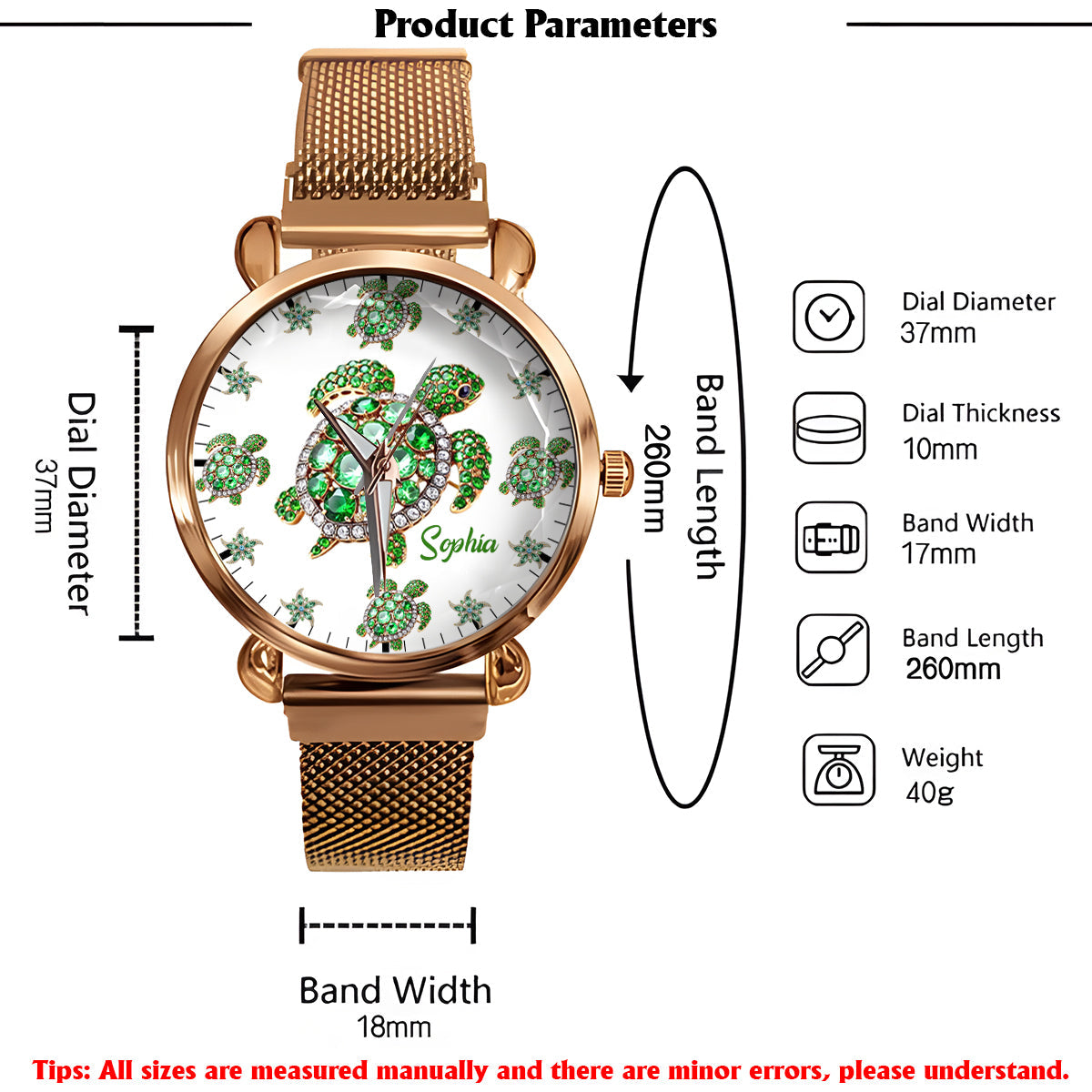 Love Turtles - Personalized Turtle Women Hand Watch